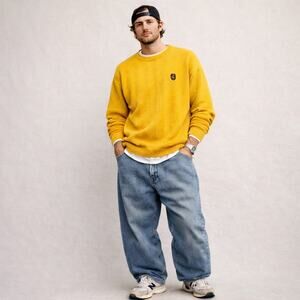 Chaps Ralph Lauren Sweater Mens XL Yellow Crewneck Classic Preppy Streetwear